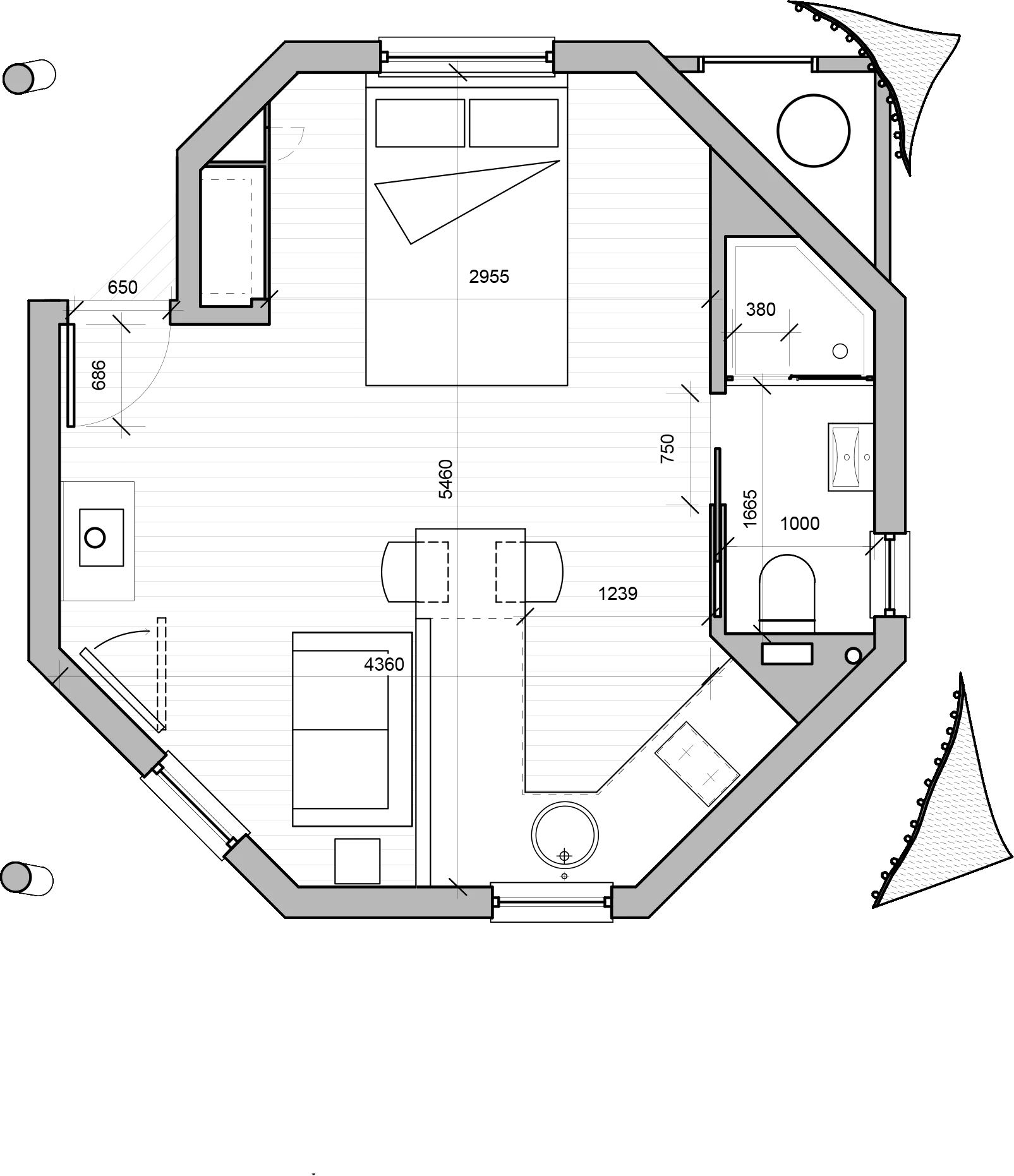 Erwain Escapes cabin floor plan