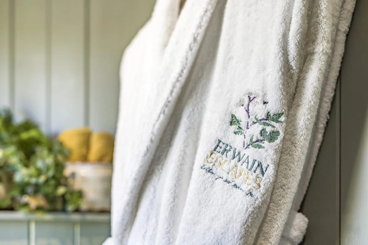 Luxury bath robes and towels. Luxury Glamping Cabins with Hot Tubs - Brecon Beaconss