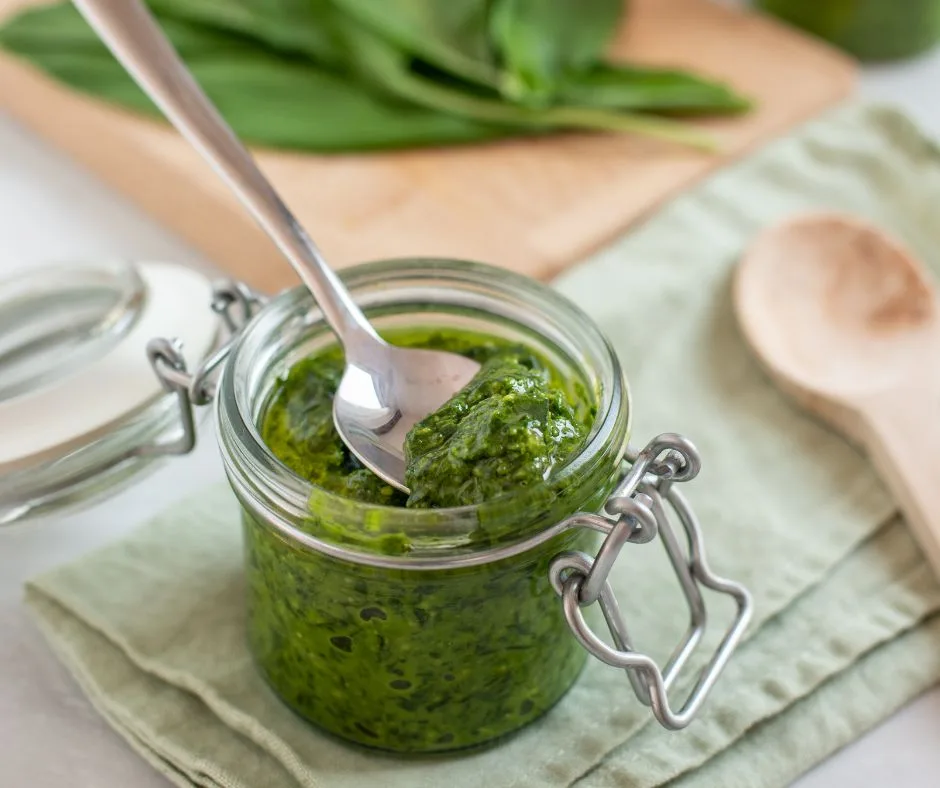 Foraged Wild Garlic Pesto - Luxury Glamping Cabin Carmarthenshire, West Wales
