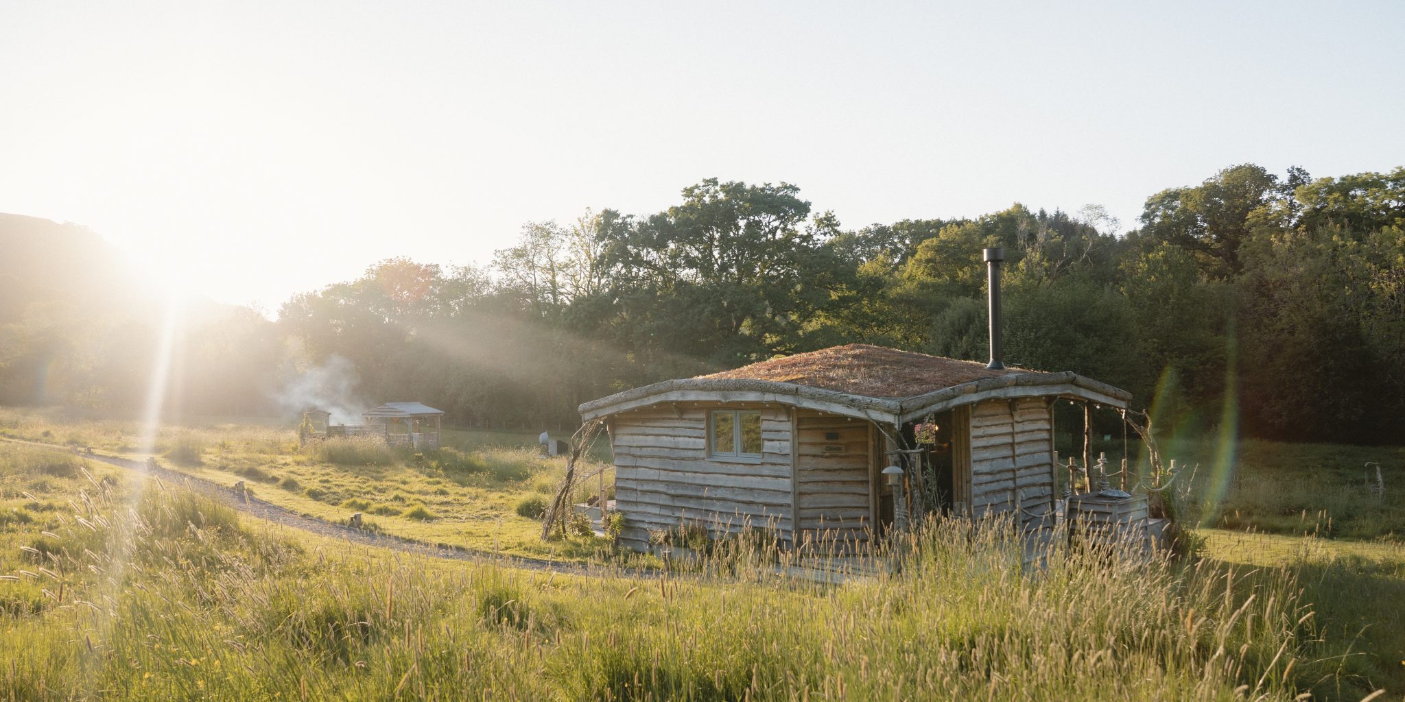 Golden Hour at Erwain Escapes - Luxury Glamping Cabins with Hot Tubs - Brecon Beacons