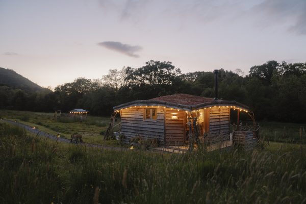 Twilight at Erwain Escapes - Luxury Glamping Cabin Carmarthenshire, West Wales