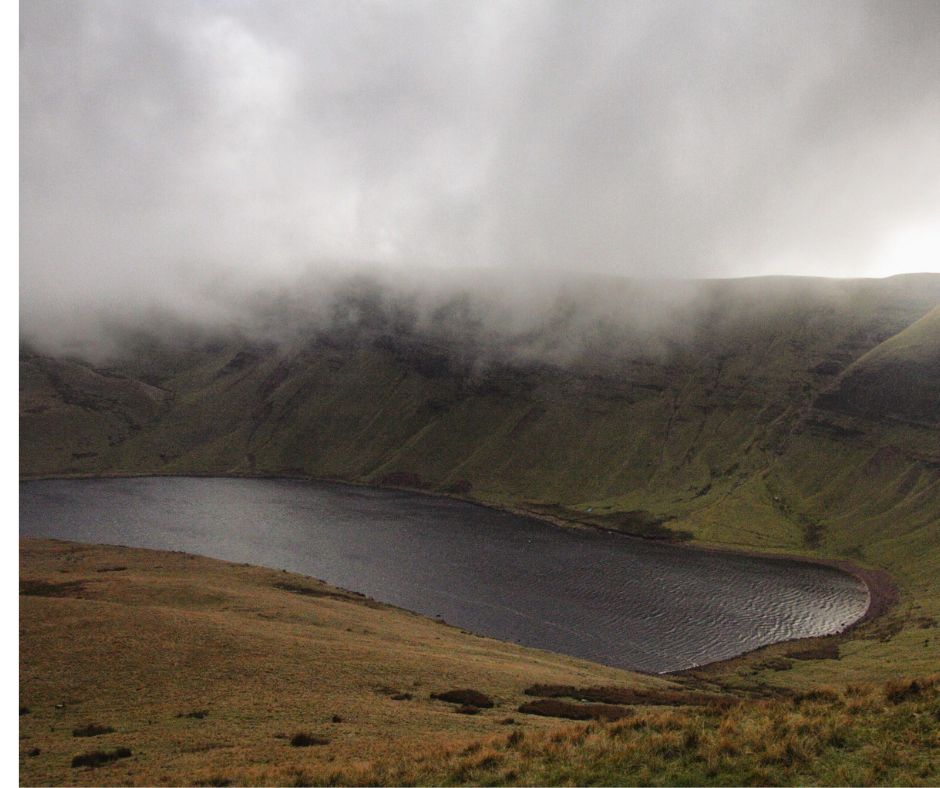 Mist rolling over llyn Y Fan - Luxury Glamping Cabin, Carmarthenshire, West Wales