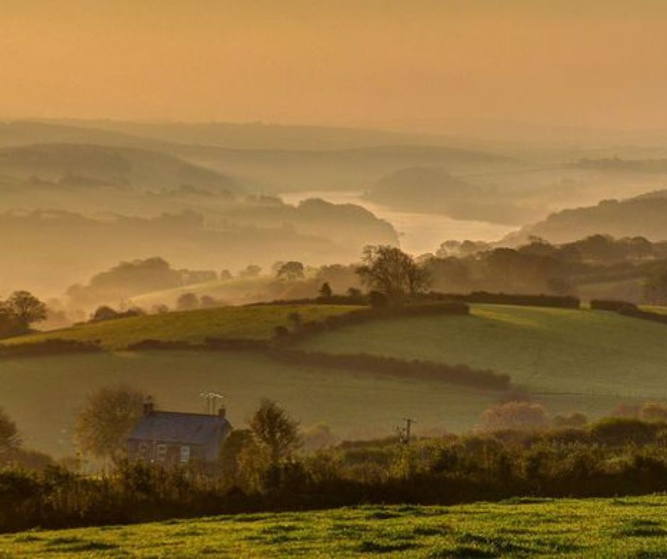 Misty Morning over the Towy Valley - Luxury Glamping Carmathenshire Wales