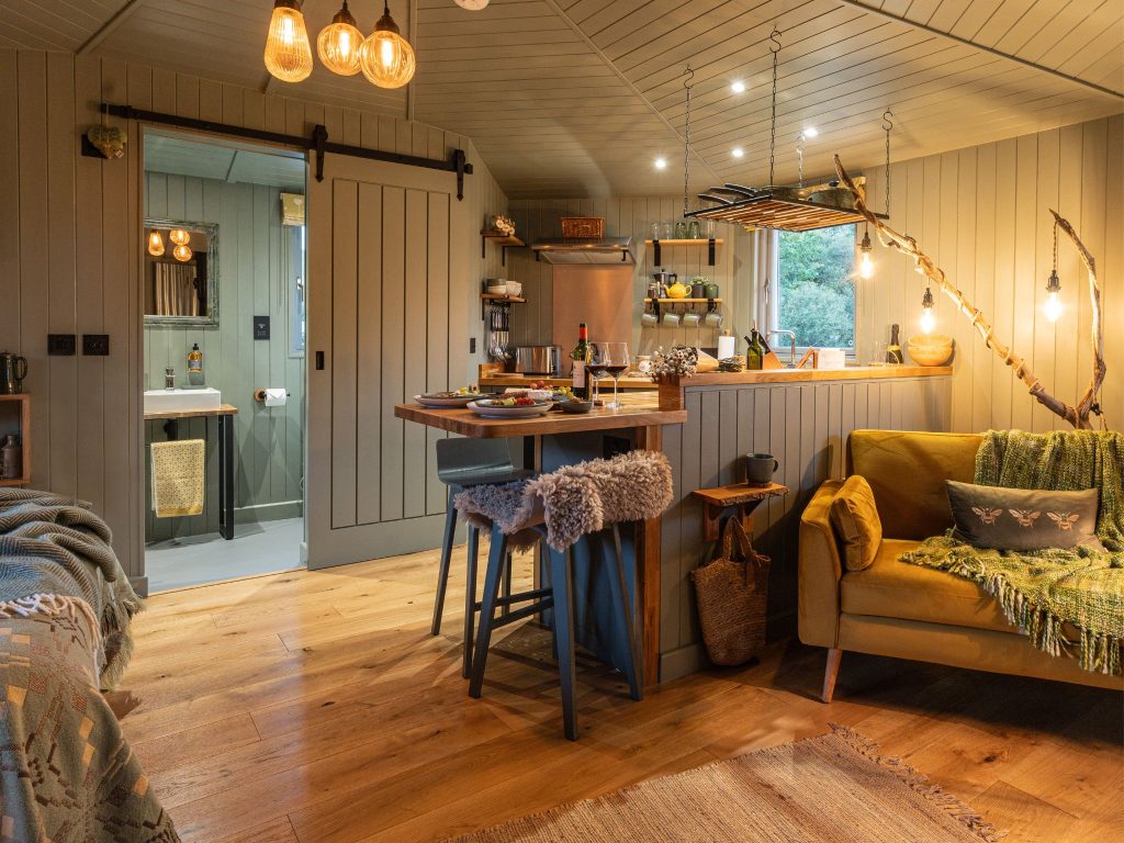 Warm-and-inviting-interior-of-the-Cabin-at-Erwain-Escapes-Luxury-Glamping-Carmarthenshire-West-Wales