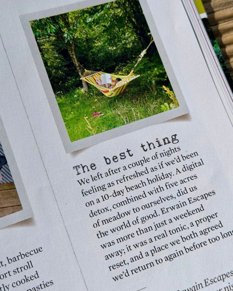 When 2 nights felt like 10, The Simple Things Magazine Feature- Luxury Glamping Cabin, Carmarthenshire, West Wales